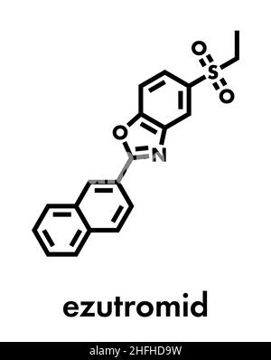 Ezutromid Duchene Muskeldystrophie Droge Molekül. Aktivator von utrophin. Skelettmuskulatur Formel. Stock Vektor