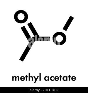 Molekül mit Methylacetat-Lösungsmittel Skelettformel. Stock Vektor