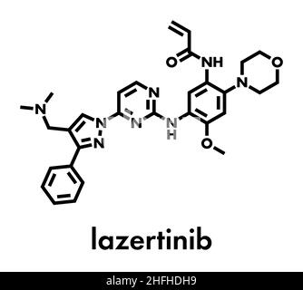 Lazertinib-Krebsmolekül. Skelettformel. Stock Vektor