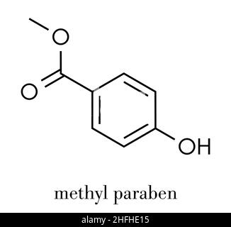 Methylparaben-Konservierungsstoff-Molekül. Skelettformel. Stock Vektor