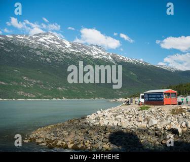 Der Hafen von Skagway Alaska an einem hellen und sonnigen Maitag im Jahr 2015. Stockfoto