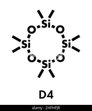 Octamethylcyclotetrasiloxane (D4 Silikon) Molekül. Skelettformel. Stock Vektor