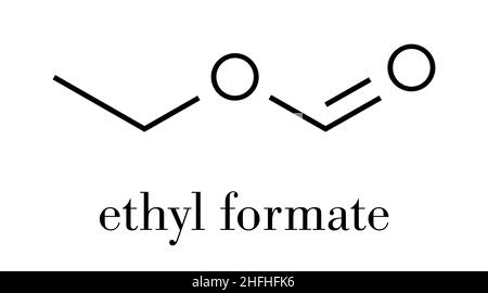 Ethylformiat (Ethylmethanoat)-Molekül. Skelettformel. Stock Vektor