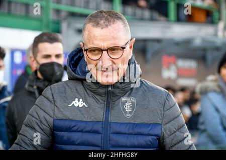 Venedig, Italien. 16th Januar 2022. Empoli's Head Coach Aurelio Andreazzoli während des FC Venezia gegen den FC Empoli, italienische Fußballserie A Spiel in Venedig, Italien, Januar 16 2022 Quelle: Independent Photo Agency/Alamy Live News Stockfoto