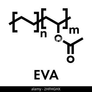 Ethylen-vinylacetat-Copolymer (EVA), chemische Struktur. Skelettmuskulatur Formel. Stock Vektor