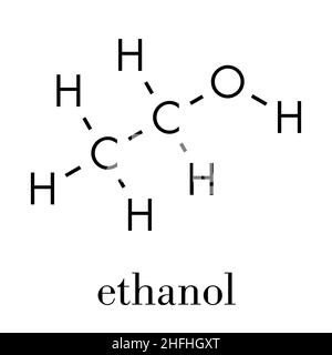 Alkohol (Ethanol, Ethylalkohol) Molekül, chemische Struktur. Skelettmuskulatur Formel. Stock Vektor