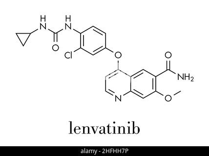 Lenvatinib-Krebsmolekül (Multi-Kinase-Inhibitor). Skelettformel. Stock Vektor