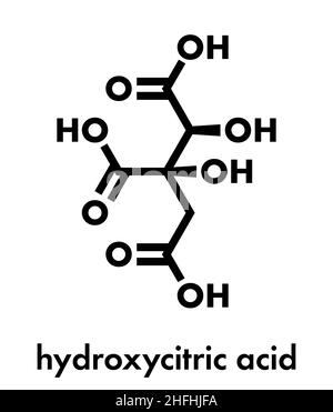 Hydroxyzitronensäure (HCA, Hydroxycitrat)-Molekül. Wird als Gewichtsverlust Nahrungsergänzungsmittel verwendet. Skelettformel. Stock Vektor