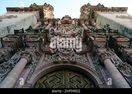 Neue spanische Barockkirche Santa Prisca (Templo de Santa Prisca), Taxco de Alarcon, Bundesstaat Guerrero, Mexiko, Nordamerika Stockfoto