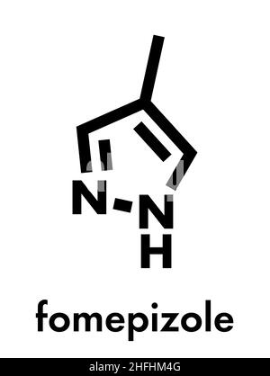 Fomepizol Molekül. Gegenmittel zur Behandlung von Methanol und Ethylenglykol-Vergiftung. Skelettformel. Stock Vektor