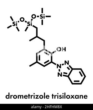 Drometrizol Trisiloxan Sonnenschutzmolekül (UV-Filter). Skelettformel. Stock Vektor