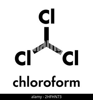 Chloroform Lösungsmittel Molekül. Skelettmuskulatur Formel. Stock Vektor