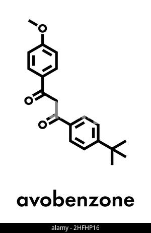 Avobenzone Sonnenschutzmolekül (UV-Filter). Skelettformel. Stock Vektor