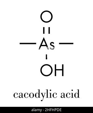 Cacodylic acid Herbizid Molekül (Agent Blue). Sehr giftig organoarsenic Compound. Skelettmuskulatur Formel. Stock Vektor