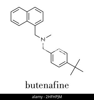 Butenafine Antimykotikum Molekül. Skelettmuskulatur Formel. Stock Vektor