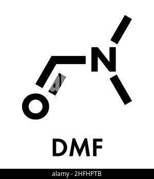 Dimethylformamid (DMF) chemische Lösungsmittel Molekül. Skelettmuskulatur Formel. Stock Vektor