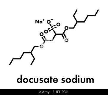 Docusat Natrium (Dictyl Natrium sulfosuccinate) Stuhlenthärter Drogenmolekül (Abführmittel). Skelettformel. Stock Vektor