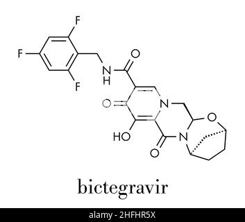 Bictegravir antivirales Medikament Molekül. Skelettmuskulatur Formel. Stock Vektor