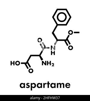 Aspartam-Süßstoff-Molekül (Zuckerersatz). Skelettformel. Stock Vektor