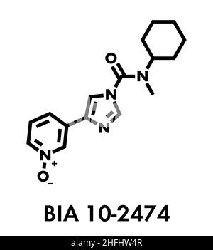 BIA 10-2474 experimentelles Medikamentenmolekül. Fettsäure Amid-Hydrolase (FAAH)-Hemmer, die schweren unerwünschten Ereignisse in einer klinischen Studie in Frankreich verursacht Stock Vektor