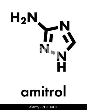 Amitrol (3-Amino-1,2,4-Triazol, 3-AT) Herbizid Molekül. Skelettmuskulatur Formel. Stock Vektor