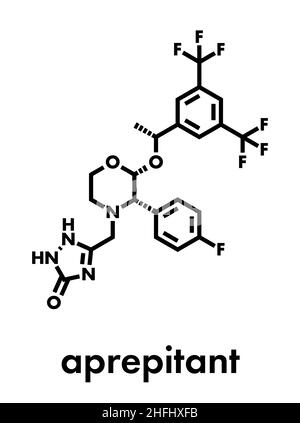 Aprepitant antiemetisches Medikamentenmolekül. Skelettformel. Stock Vektor