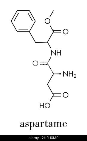 Aspartam-Süßstoff-Molekül (Zuckerersatz). Skelettformel. Stock Vektor