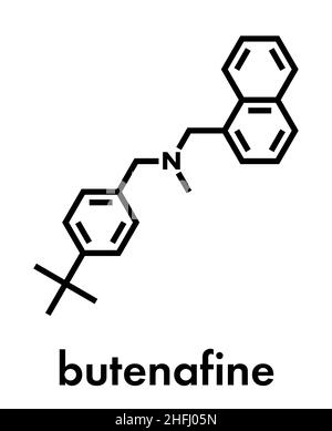 Butenafine Antimykotikum Molekül. Skelettmuskulatur Formel. Stock Vektor