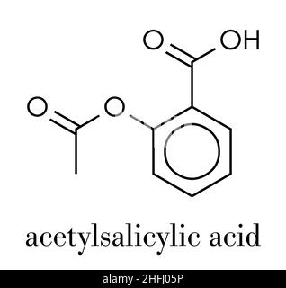 Acetylsalicylsäure (Aspirin)-Wirkstoffmolekül. Skelettformel. Stock Vektor
