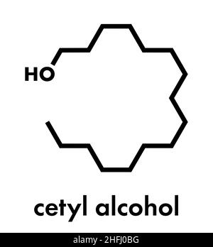 Cetyl (oder palmityl) Alkohol Molekül. Bestandteil von cetostearylalkohol (cetearyl Alkohol, cetylstearylalkohol). Skelettmuskulatur Formel. Stock Vektor