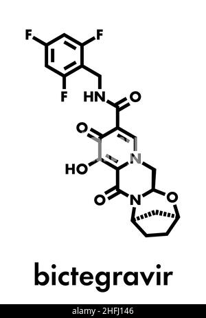 Bictegravir antivirales Medikament Molekül. Skelettmuskulatur Formel. Stock Vektor