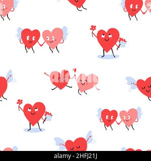 Romantisches Nahtloses Muster mit Herzen zum Valentinstag-Design. Endlose Textur, niedlichen Hintergrund, Tapete. Textil-Ornament, Stoffdruck mit Stock Vektor