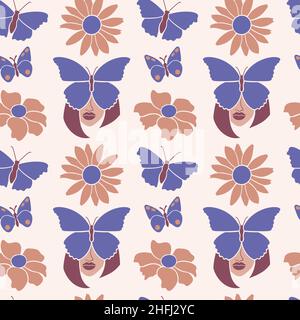 Nahtloses Muster im modernen, flachen Art-Style. Stock Vektor