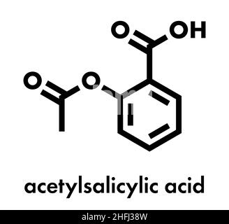 Acetylsalicylsäure (Aspirin)-Wirkstoffmolekül. Skelettformel. Stock Vektor