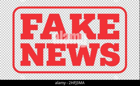 Gefälschter Nachrichtenstempel auf kariertem transparentem Hintergrund. Vektorgrafik. EPS 10-Vektordatei. Stock Vektor