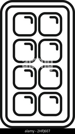 Konturenvektor für das Symbol der Eiswürfelablage. Formbehälter. Wasserform Stock Vektor