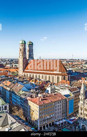 Die Church of Our Lady (Frauenkirche) in München (Deutschland, Bayern). Stockfoto