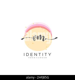 VM Handschrift Logo Vektor Kunst der ersten Unterschrift, Hochzeit, Mode, Schmuck, Boutique, Blumen und botanische mit kreativer Vorlage für jedes Unternehmen Stock Vektor