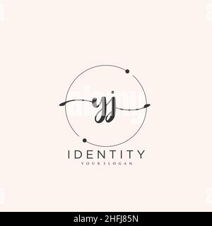YJ Handschrift Logo Vektor Kunst der ersten Unterschrift, Hochzeit, Mode, jewerly, Boutique, Blumen und botanische mit kreativer Vorlage für jedes Unternehmen Stock Vektor