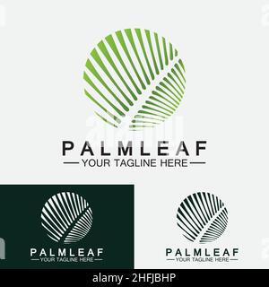 Design-Vorlage für Tropical Palm Leaf Logo-Vektor Stock Vektor