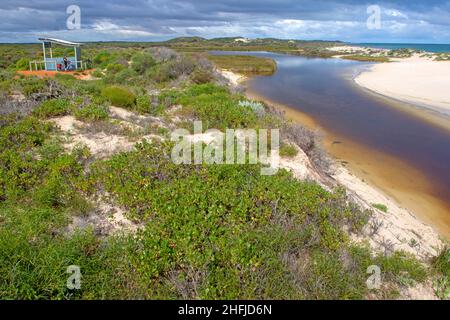 Die Mündung des Hill River in der Jurien Bay Stockfoto