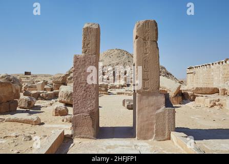 Der Unas Causeway in Saqqara Stockfoto