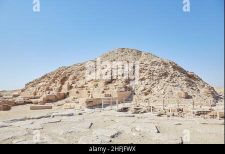 Die Pyramide von Unas in Saqqara, bekannt für die Pyramidentexte Stockfoto