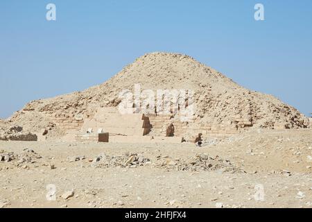 Die Pyramide von Unas in Saqqara, bekannt für die Pyramidentexte Stockfoto