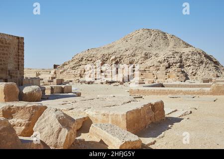 Die Pyramide von Unas in Saqqara, bekannt für die Pyramidentexte Stockfoto