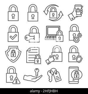 Symbole für Sperrlinien auf weißem Hintergrund Stock Vektor