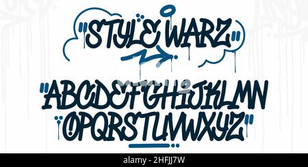 Bold Handgeschriebenes Hiphop Doodle Graffiti Street Art Stil Schriftenalphabetische. Abstrakte Vektorgrafik Stock Vektor