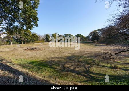 Goyomai-kuruwa Bailey-Lagerhausruinen, Odawara Castle Park, Odawara City, Präfektur Kanagawa, Japan Stockfoto