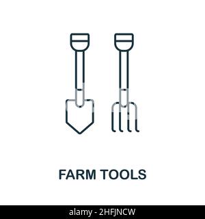Symbol „Farm Tools“. Line Element aus der Farming Kollektion. Linear Farm Tools Icon-Zeichen für Web-Design, Infografiken und mehr. Stock Vektor