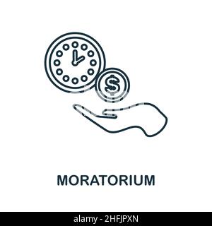 Moratoriumsymbol. Linienelement aus der Sammlung der Wirtschaftskrise. Lineares Moratorium Icon-Zeichen für Webdesign, Infografiken und mehr. Stock Vektor